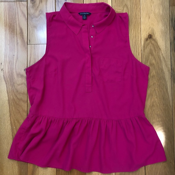 American Eagle Outfitters Tops - American Eagle pink peplum button up
